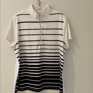 Chico’s Black and White Striped Top